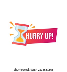 Hurry Up Special Offer Promotion, Banner or Icon with Sandglass. Last Minute Discount Promo, Limited offer, Price Off Label with Hourglass, Last Chance Shopping Ads. Isolated Vector