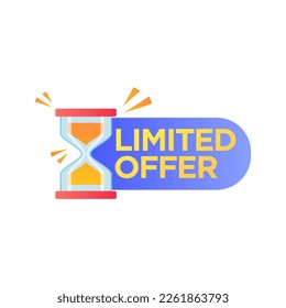 Hurry Up Special Offer Promotion, Banner or Icon with Sandglass. Great Deal or Sale, Last Minute Discount Promo, Limited offer, Isolated Vector Illustration