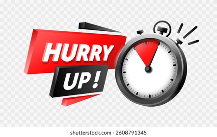 Hurry up, time sale, special offer, badge message. Vector illustration