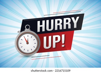 hurry up word concept vector illustration with lines 3d style for social media landing page, template, ui, web, mobile app, poster, banner, flyer, background, gift card, coupon, label, wallpaper