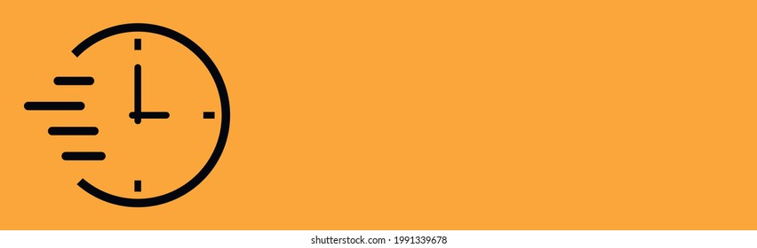 Hurrying clock, panoramic abstract orange background - Vector illustration