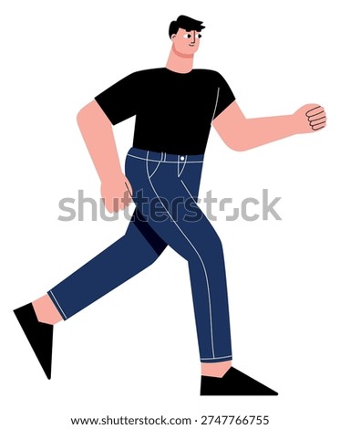 Hurrying man color character. Work late person