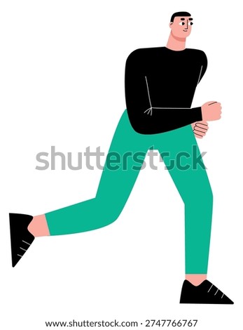 Hurrying man color icon. Running person character