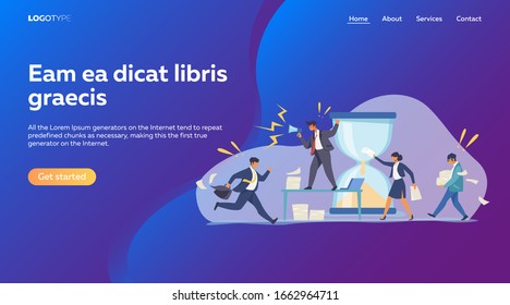 Hurricane Arbeiter, Brenout. Boss schreit bei Mitarbeitern, Deadline-Vektorillustration-Illustration. arbeitsbezogenes Stresskonzept für Banner, Website-Design oder Landing-Webseite