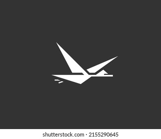 Hursh Duck. Fliegender Enten, weißes geometrisches Symbol für Ente 