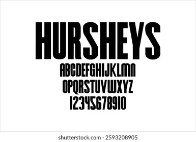 Hursheys font for logo and headline. Isolated vector typeset