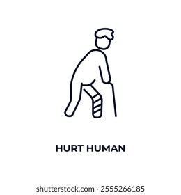 hurt human outline icon. Linear vector from feelings concept. Thin line hurt human icon isolated on white background