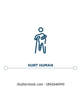 icono del vector de contorno humano dañado. ilustración de elemento simple. hiere el icono de contorno humano del concepto de sentimientos editables. se puede usar para web y móvil

