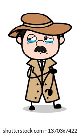 Hurt - Retro Cartoon Police Agent Detective Vector Illustration
