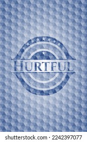 Hurtful blue hexagon badge. Vector Illustration. Detailed. 