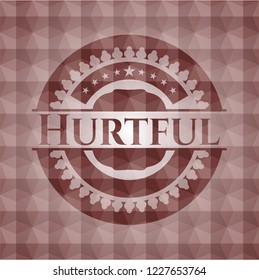 Hurtful red badge with geometric pattern. Seamless.