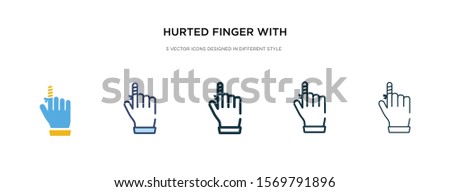 hurtled finger with bandage icon in different style vector illustration. two colored and black hurtled finger with bandage vector icons designed in filled, outline, line and stroke