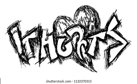 It Hurts. Expression quote about love. Rough hand drawn typography design for print on t-shirt, poster, card, banner, etc.