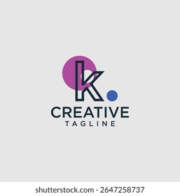 HURUF INISI K. TEMPLATE VEKTOR DESAIN. LOGO AGEN PEMASARAN DIGITAL