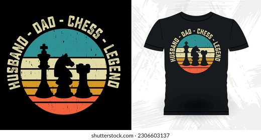 Husband Dad Chess Legend Funny Chess Player Vintage Chess Board T-shirt Design svg