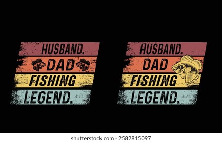 Husband Dad Fishing Hero Vintage Design.