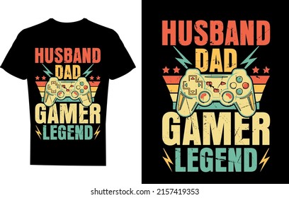 Husband dad gamer legend t-shirt design, awesome design