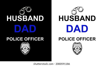 Husband Dad Police Officer T-Shirt Design Template.