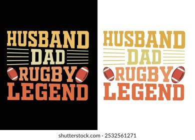 Marido Papá Rugby Leyenda Tipografía, Diseño de tipografía de rugby, Diseño de tipografía de fútbol americano, Tipografía deportiva