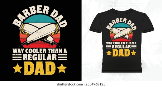 Husband Daddy Barber Hero Funny Father's Day Retro Vintage Barber T-shirt Design