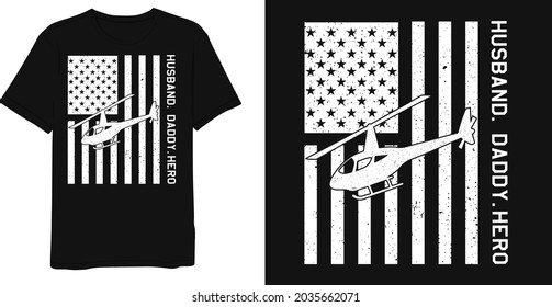 Husband Daddy Hero Vintage Graphic T-shirt Design.