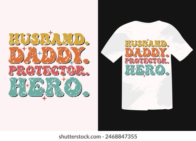 Esposo Papi Protector Hero Fathers Day Cita de verano, Citas de playa, Diseño divertido de la camiseta de verano