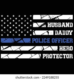 Esposo Papi Protector Hero Camiseta Para Oficial De Policía