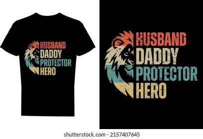 Husband-Papa-Beschützer, Hero-T-Shirt-Design, Vatertag-T-Shirt, druckbares Design, erstaunliches T-Shirt-Design