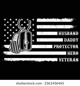 Husband Daddy Protector Hero Veteran USA Flag Camouflage Papa T-Shirt Design, veteran T-Shirt 