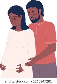 Husband embracing expectant wife from behind semi flat color vector characters. Editable figures. Half body people on white. Simple cartoon style spot illustration for web graphic design and animation