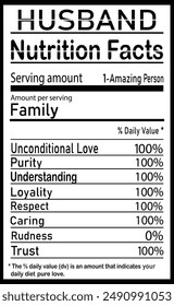 Husband Eps – Marriage Eps – Husband Nutrition facts – Nutrition – Marriage label –for cricut Digital Download