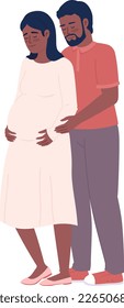 Husband holding pregnant wife carefully semi flat color vector characters. Editable figures. Full body people on white. Simple cartoon style spot illustration for web graphic design and animation