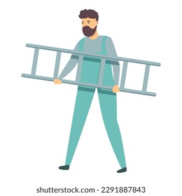 Husband for an hour use ladder icon cartoon vector. Man work. Person job