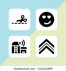 husband icon. 4 husband set with farming and gardening, in love, military and cutting with a scissor on broken line vector icons for web and mobile app