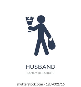 husband icon. Trendy flat vector husband icon on white background from family relations collection, vector illustration can be use for web and mobile, eps10