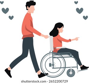 O marido cuida carinhosamente de sua esposa, que está doente.