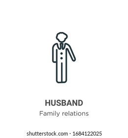 Husband outline vector icon. Thin line black husband icon, flat vector simple element illustration from editable family relations concept isolated stroke on white background