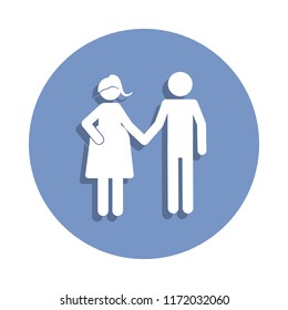 husband and pregnant wife holding hands icon in badge style. One of Family collection icon can be used for UI, UX on white background