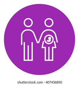Husband with pregnant wife line icon.