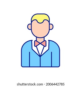 Husband  RGB color icon. Wedding. Thin line vector illustration.