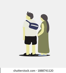 A husband takes his wife to the hospital for doctor's appointment for give a birth.
