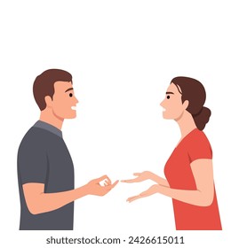 Husband and Wife Arguing. Couple argue. Flat vector illustration isolated on white background