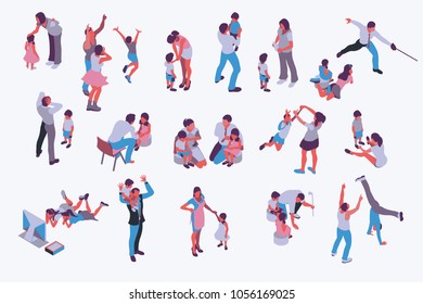 Husband and wife best present fashion style. Isometric people vector design. Family illustration