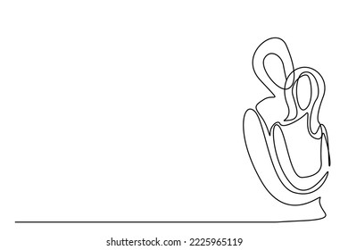 husband  wife couple in love hugging each other one line drawing art design
