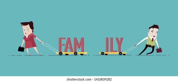 Husband and wife divorce and divide the family into two parts