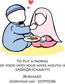 husband and wife eat some food together