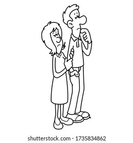 A husband and wife are experiencing bitchy about their condition. can be complementary scenes and book illustrations