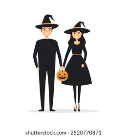 Husband and Wife in Halloween Costume Illustration