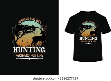 Husband and wife hunting partners for life t shirt designs.