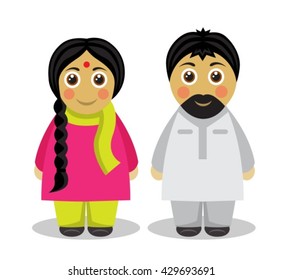 husband and wife in the national costumes of India